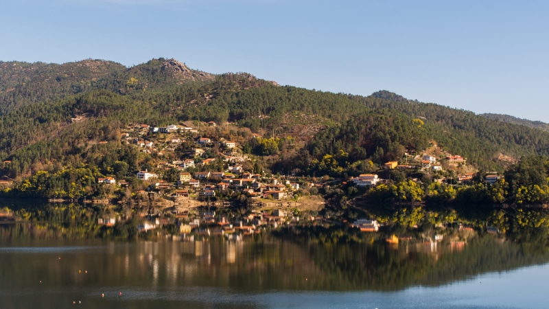 nature, north, panoramic, houses, landscape, water, beauty in nature, mountain, portugal, reflection, architecture, gerês, outdoors, built structure, village