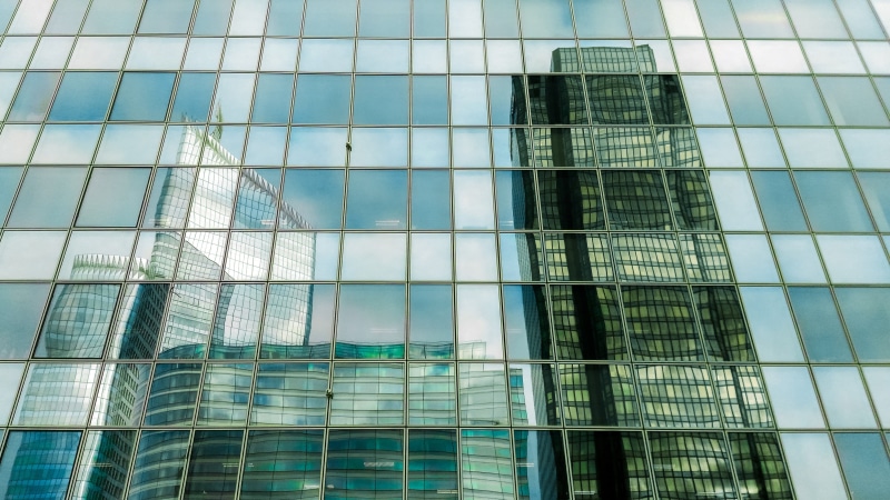 day, paris, built structure, backgrounds, full frame, 4K, outdoors, building, glass, reflection, architecture, window, defense, sky, office building exterior