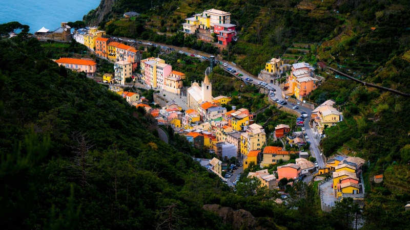 day, building exterior, building, mountain, city, high angle view, 4K, residential district, architecture, mountain village, nature, village, tree, town