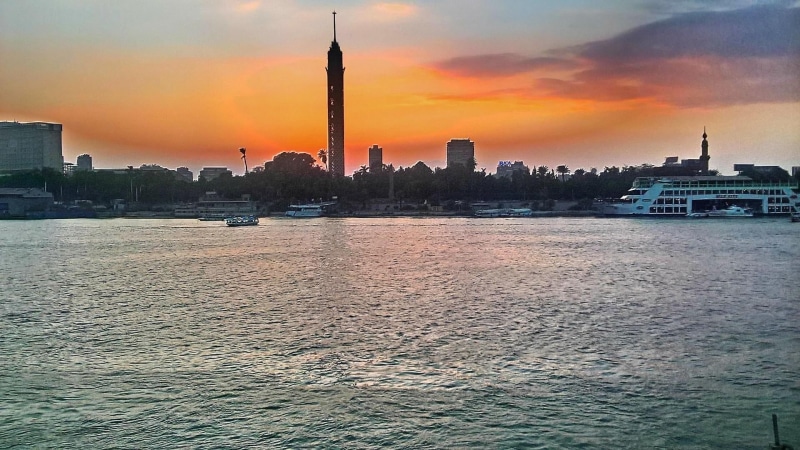 skyscraper, sunset, tower, outdoors, 1080P, office building exterior, building exterior, architecture, built structure, cloud - sky, sky, egypt, travel