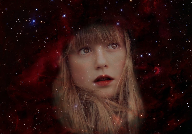 red, portrait, all, big bang, constellation, infinity, search, contemplation, person, galaxy, wonders, close-up, spirit space, world universe, looking at camera
