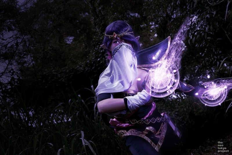 cosplay, Valve, three quarter length, young women, females, plant, field, rear view, Lanaya, Defense of the ancient, Dota 2, hero, full length, young adult