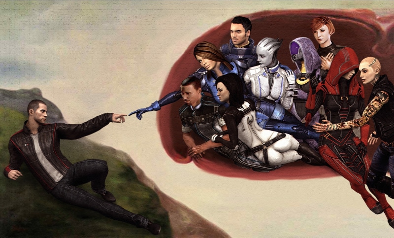 mass effect, females, Miranda, Ashley, creation of adam, people, shepard, Jack, team, women, fan art, Profit, males, mid adult women, full length