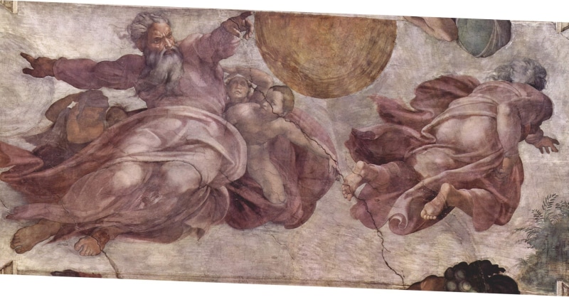 classic michelangelo classic art paitings paintwork sistine chapel creation of the stars and planets masterpiece, 1080P