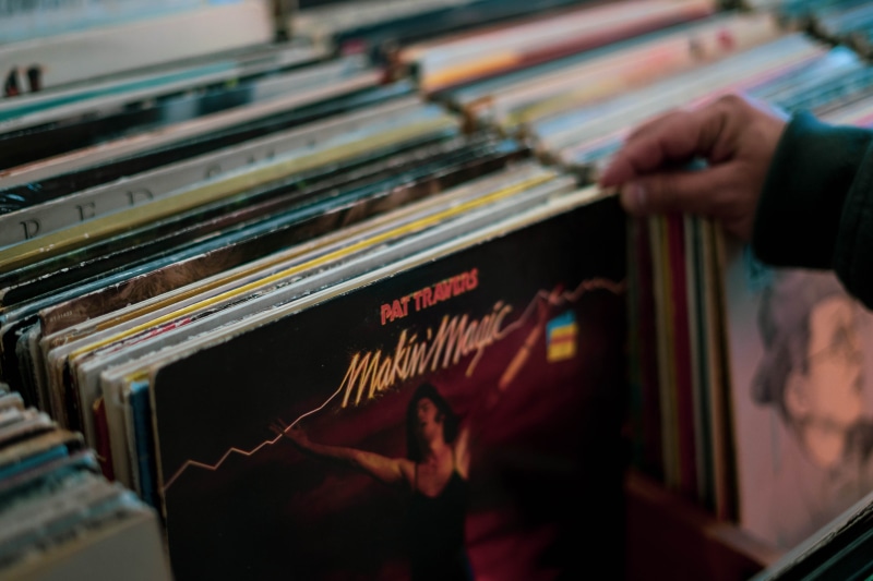 sleeve, unrecognizable person, one person, record store, 5K, obsolete, nostalgia, collection, retro, emotion, selective focus, production, antique, indoors
