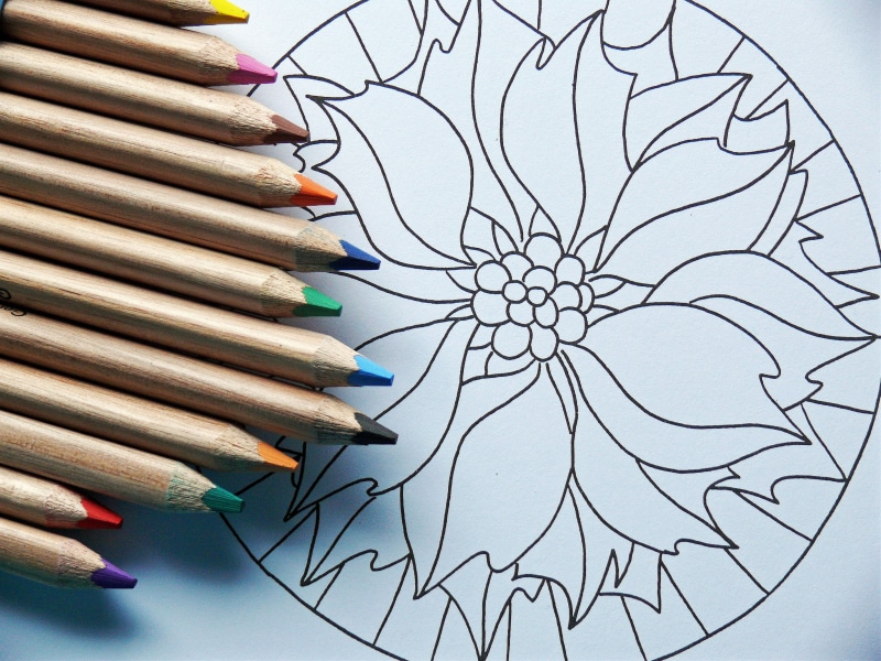 pencil, no people, craft, paint, book, draw, drawing, mandala, publication, creativity, black, form, ornament, design, paper, activity, style, painting
