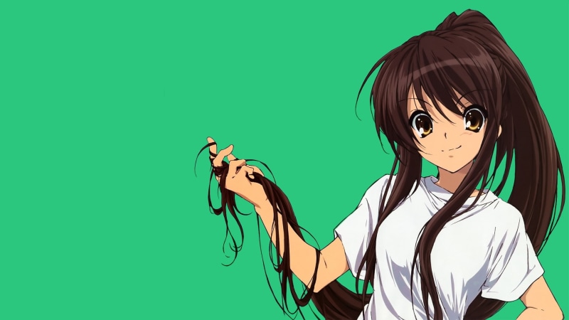 background, anime, green background, suzumiya haruhi, haruhi, green, melancholy, suzumiya, haired, anime vectors, female, the melancholy of haruhi suzumiya
