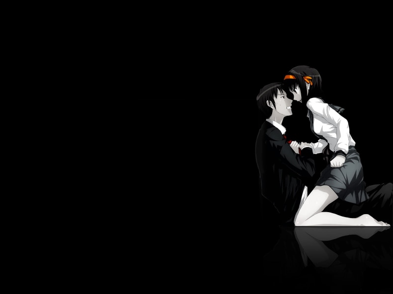 hd, black, melancholy, man, woman, haruhi, 720P, haired, cartoon/comic, kyon, suzumiya, anime, manga, the