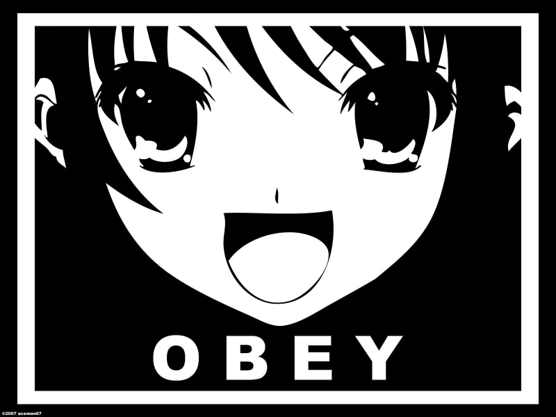 720P, digital/artwork, hd, melancholy, suzumiya, haruhi, obey, bw, the