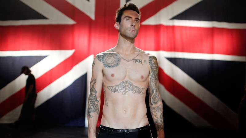 music, adam levine, british, celebrities, tattoo, flag, adam, chest, human, boys, 1080P, celebrity, single, levine, singers