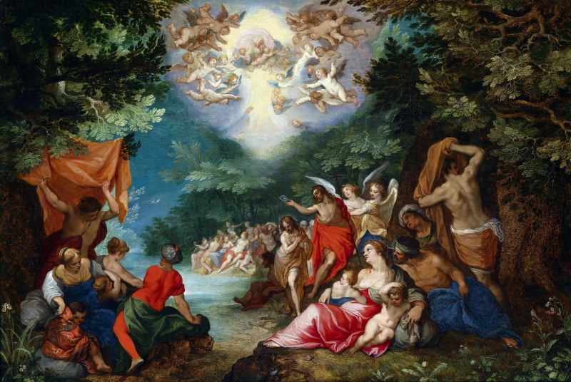 religion, 2K, mythology, picture, Jan Brueghel the elder, The Baptism Of The Lord