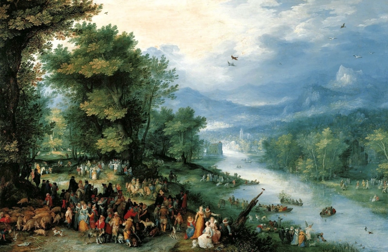 1080P, Jan Brueghel the elder, mythology, Landscape with TAVIA and Angel, genre, picture