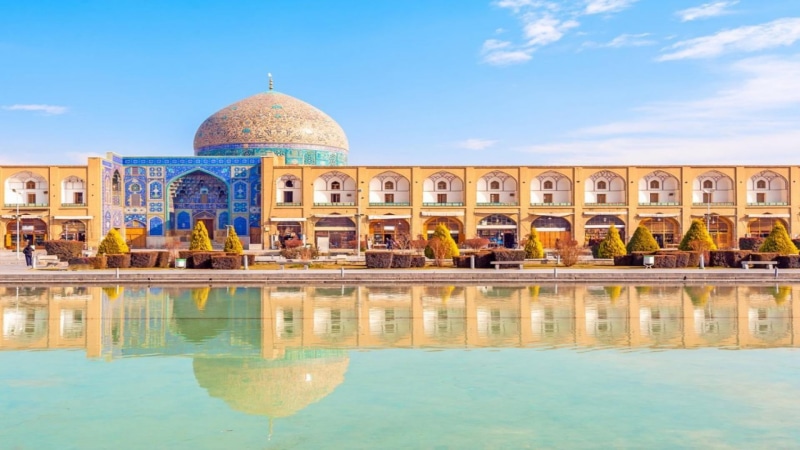 tourism, city, reflection, blue, religion, persian, palace, architecture, sky, waterfront, turquoise colored, the past, building, arch, landmark, nature