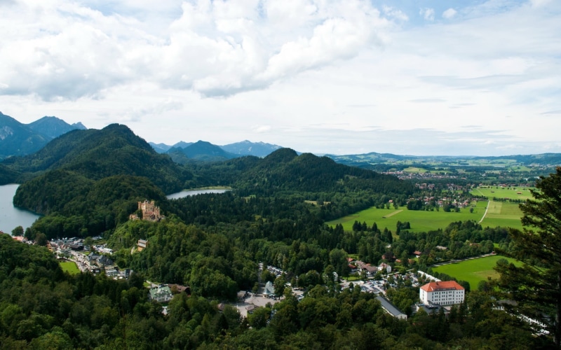 day, tranquil scene, townscape, no people, architecture, sky, building, Schloss Hohenschwangau, Bavaria, body, photo, aerial, 1080P, built structure, scenics - nature