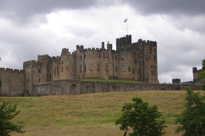 tree, turret, landscape, Northumberland, Potter, tourism, building, medieval, plant, history, travel, harry, Hogwarts, travel destinations, nature, fort