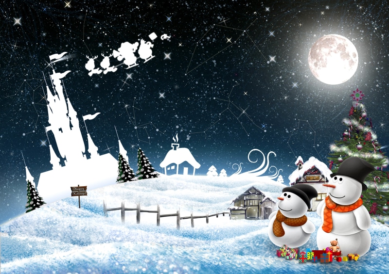 castle, holiday, plant, santa Claus, blue, snowcapped mountain, snowmen, backgrounds, decoration, christmas Decoration, new year, gift, hat, tree, nature