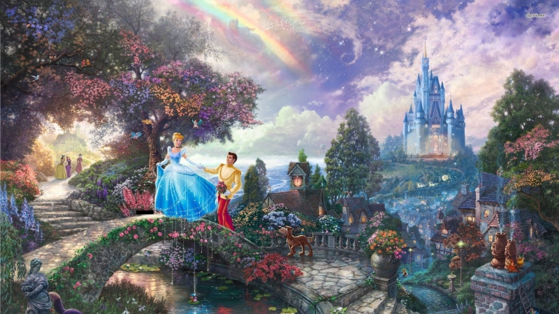 cartoons, hd, PrinceCharming, Cinderella, 1920x1080, 1080P, castle, cartoon, bridge, disney