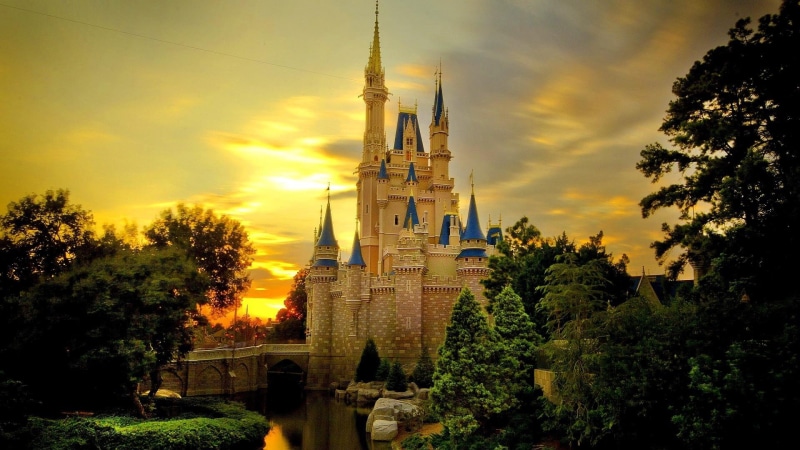 1080P, sunset, fantasy, cinderella castle
