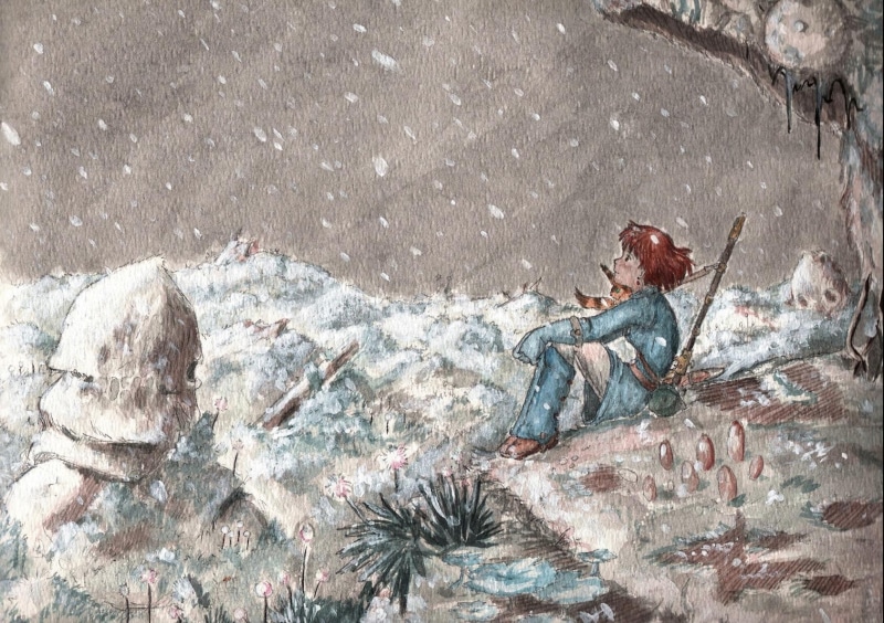 anime, rock, Nausicaa, 720P, adventure, snow, winter, clothing, men, nature, full length, sport, climbing, snowing, solid, leisure activity, adult, rock - object