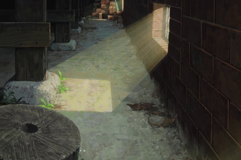 no people, built structure, close-up, 720P, anime, flooring, sunlight, indoors, building, absence, high angle view, Studio Ghibli, reflection, Kari-gurashi no Arietti
