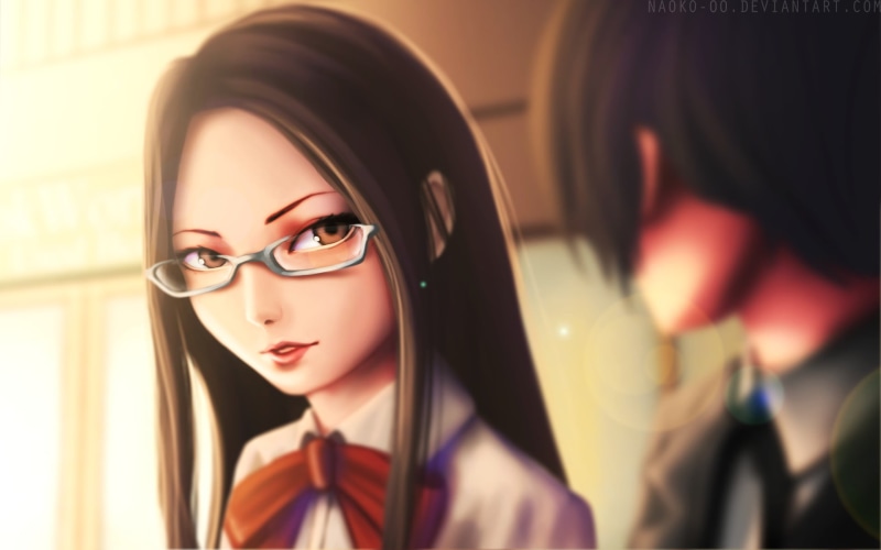 reflection, glasses, close-up, young women, Chihiro, front view, adult, real people, long hair, eyeglasses, anime girls, headshot, leisure activity, looking