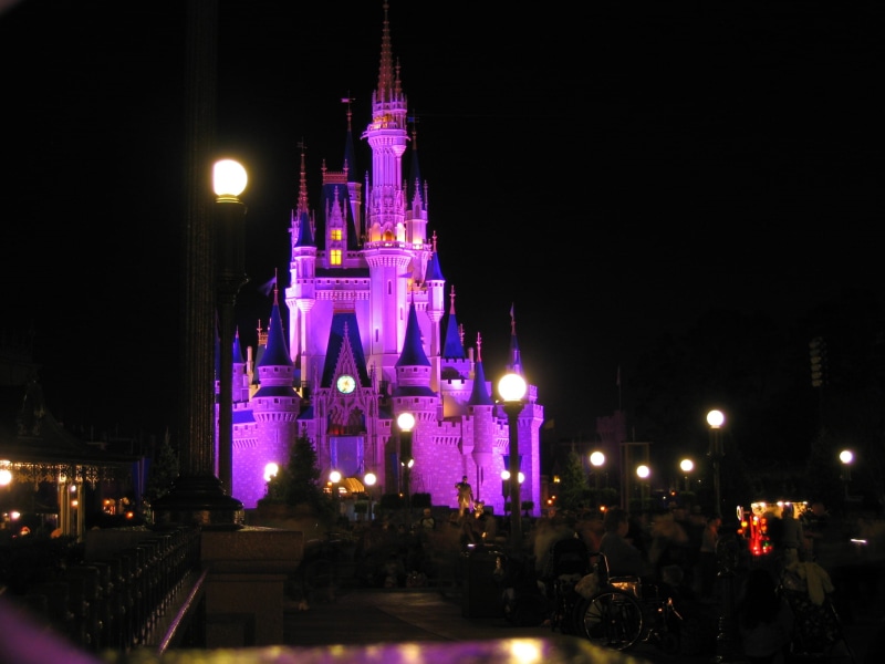 travel, Disneyland, Night, purple, travel destinations, place of worship, pink, tower, nature, building exterior, castle, blue, built structure, dream castle