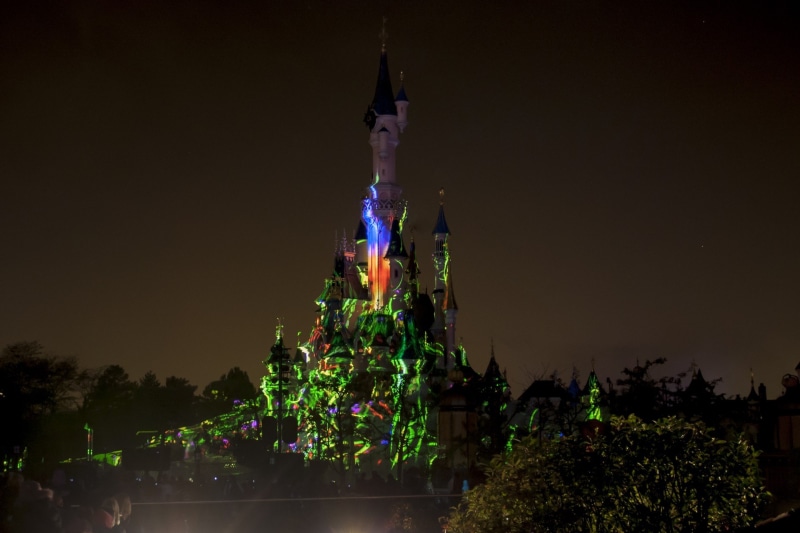 outdoors, built structure, night, disney, kingdom, castle, sky, statue, tree, landmark, history, palace, place of worship, travel destinations, illuminated