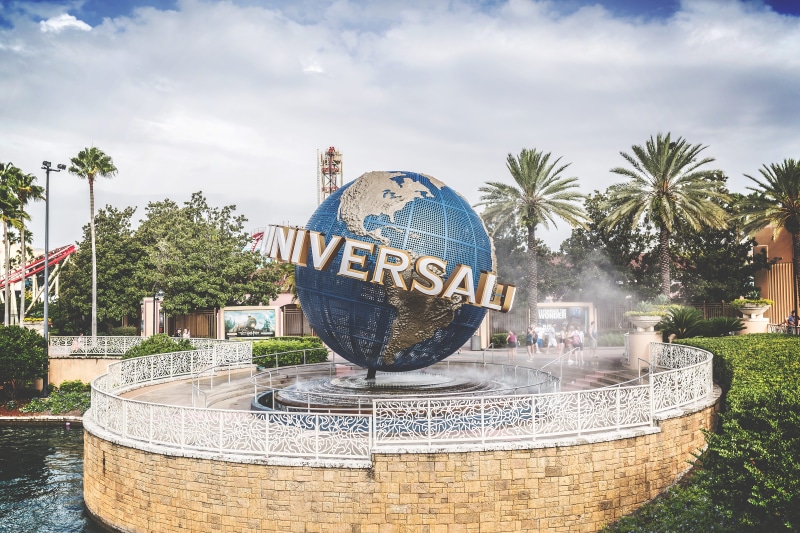 fountain, sky, earth, communication, architecture, no people, tree, outdoors, theme park, globe, plant, florida, water, sculpture, universal orlando resort