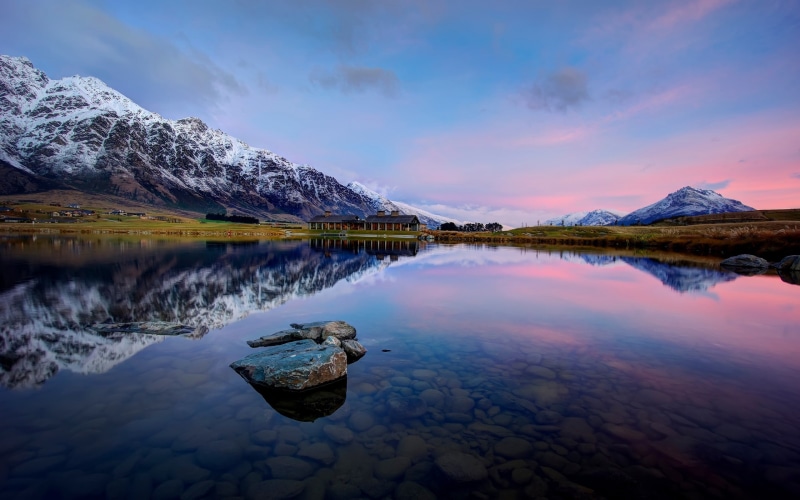 New, Lake, Rocks, Queenstown, Reflection, Water, Wakatipu, 2K, Mountains, Zealand