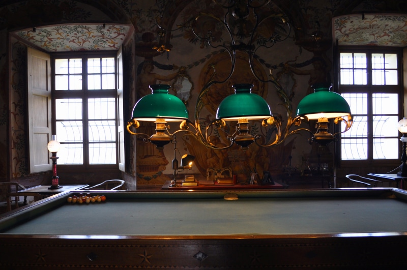 italy, illuminated, metal, billiard table, lighting equipment, green color, pool table, room, lamps, table, lights, pattern, snooker table, furniture, day
