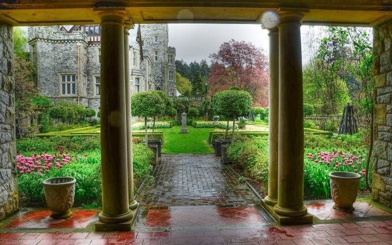 potted plant, growth, blocks, architectural column, hedge, grass, Others, water, flower pot, castle inside, built structure, day, flowers, tree, architecture