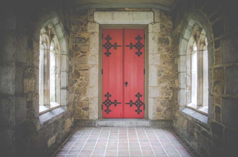 closed door, architecture, red, protection, building, wall - building feature, henge, security, inside, church, window, entrance, old, built structure