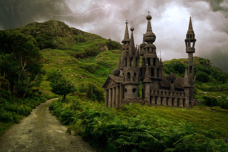 travel destinations, clouds, green, 2K, spirituality, nature, built structure, scenery, cloud - sky, fantasy, field, architecture, scenics - nature, mysterious