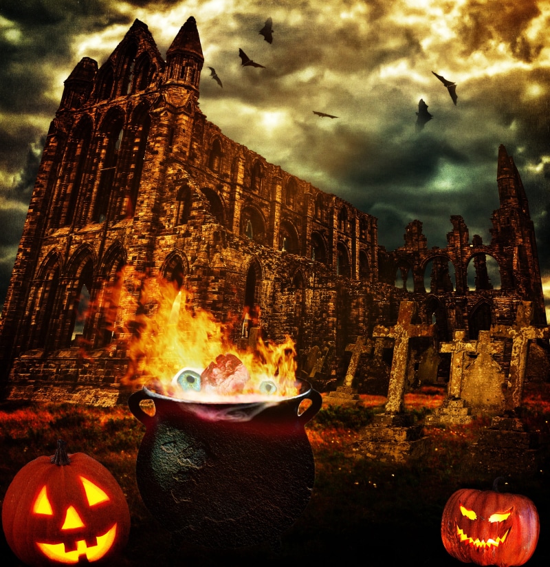 travel destinations, ghostly, scary, graves, seasonal, halloweenkuerbis, fantasy, scare, halloween, cross, photo montage, orange, heart, fire pot, 4K