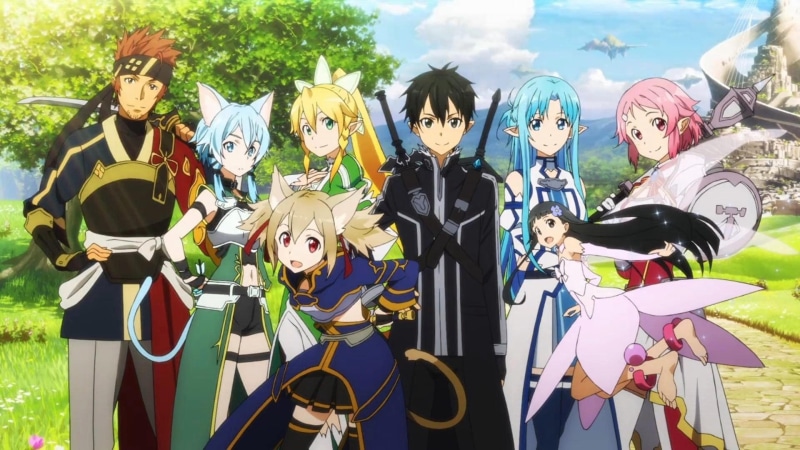 Leafa (Sword Art Online), Sword Art Online II, Yui (Sword Art Online), Asuna Yuuki, Kirito (Sword Art Online), Sinon (Sword Art Online), Sword Art Online