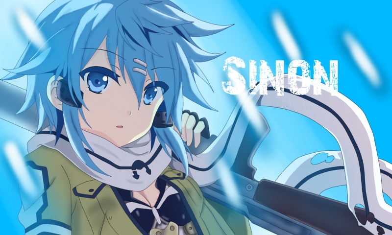 arts culture and entertainment, Sword Art Online, healthcare and medicine, day, blue, emotion, Sinon (Sword Art Online), indoors, art and craft, representation