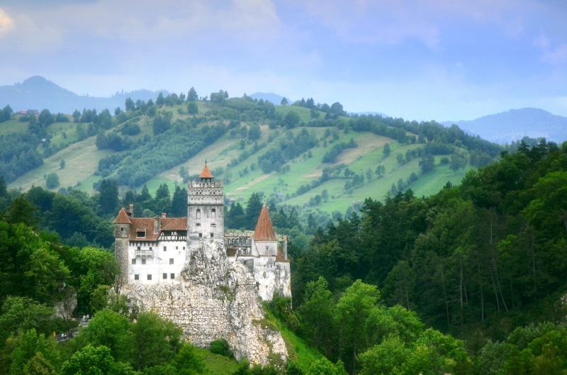 nature, travel, building, plant, green color, bran, history, architecture, dracula, scenics - nature, sky, tranquil scene, building exterior, the past