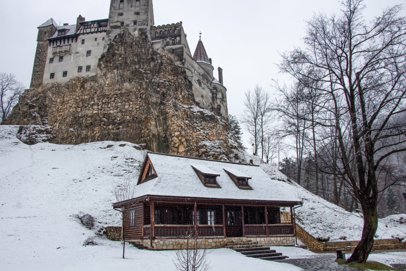 famous, tourism, medieval, world heritage, romania, european old town, snow, architecture, fortress, day, transylvania, no people, the past, bare tree