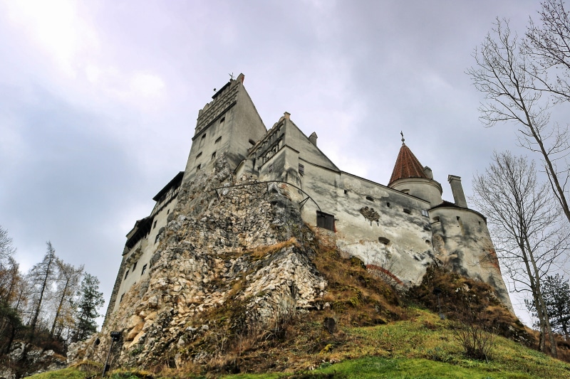 sky, transylvania, europe, castle, religion, belief, building, travel, autumn, built structure, history, place of worship, no people, building exterior