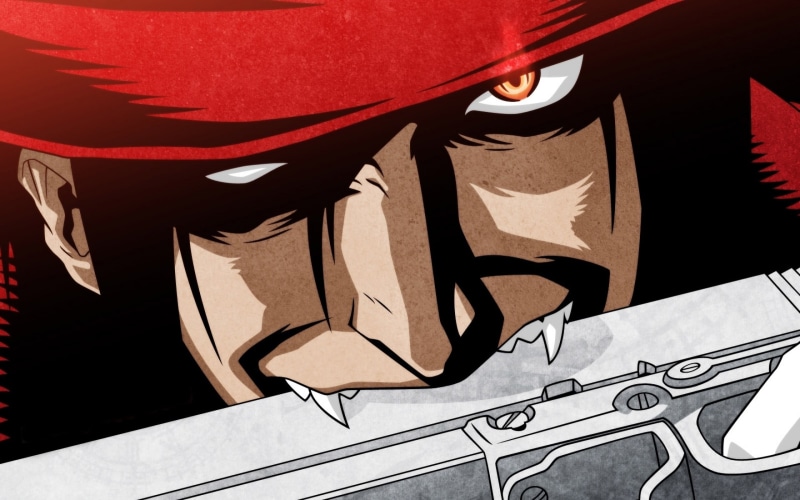 textile, art and craft, red, biting, illustration, craft, no people, building exterior, 2K, gun, day, full frame, architecture, Hellsing, male likeness