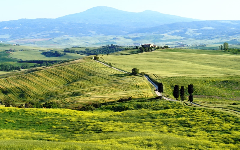 environment, day, mountain range, Tuscany, landscaped, sky, land, Italy, beauty In Nature, mountain, Toscana, valley, green Color, tree, color Image, agriculture