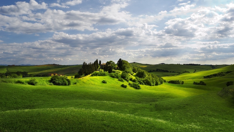 panoramic, green Color, sun, cloudscape, val dOrcia, trees, land, 1080P, house, nature, italy, cypress Tree, chianti Region, springtime, scenics - nature