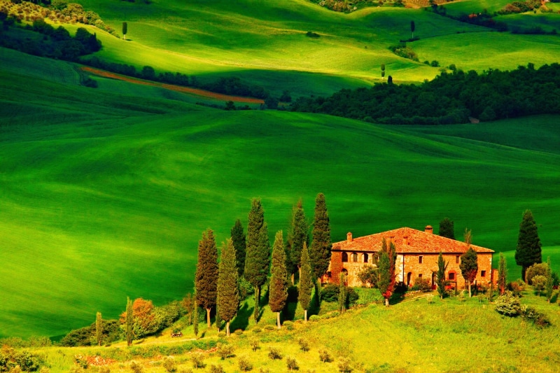 forest, autumn, 1080P, landscaped, sunlight, house, farmhouse, building exterior, hills, residential district, non-Urban Scene, idyllic, springtime, scenics - nature