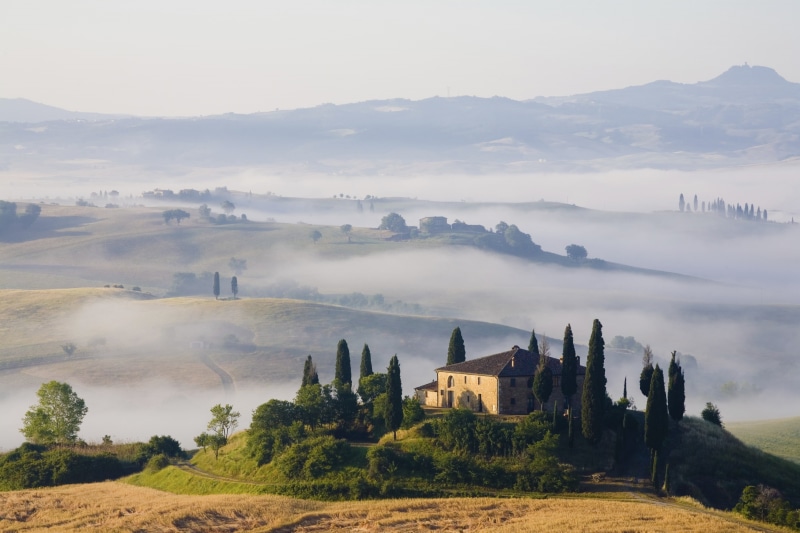 italian Cypress, house, 2K, italian Culture, tranquil Scene, landscaped, rural Scene, Toscana, idyllic, tuscany, architecture, sky, agriculture, panoramic
