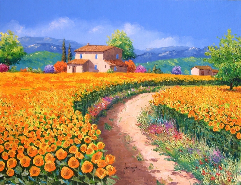 multi Colored, springtime, hill, plant, landscaped, scenics, 1080P, green Color, architecture, painting, non-Urban Scene, plantation, landscape, field