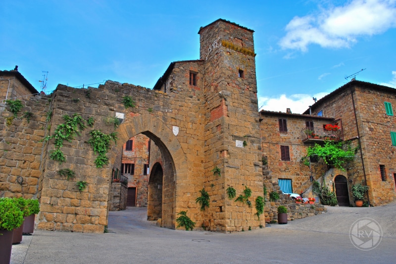 building, city, road, nature, monticchiello of pienza, day, italy, stone wall, building exterior, sky, sunlight, history, no people, the past, built structure