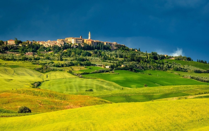 grass, hills, Tuscany, 1080P, lawn, landscape, Pienza, green
