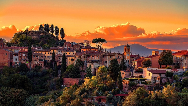 siena, town, tuscany, evening, cityscape, stunning, cloud, villages, village, pisa, sky, scenery, sunset, italy, dusk, skies, 1080P, palaia