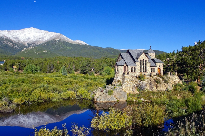 clear sky, stone, rocky, saint catherine of siena chapel, plant, dramatic, reflection, built structure, mountain chapel on a rock, beauty in nature, scenics - nature
