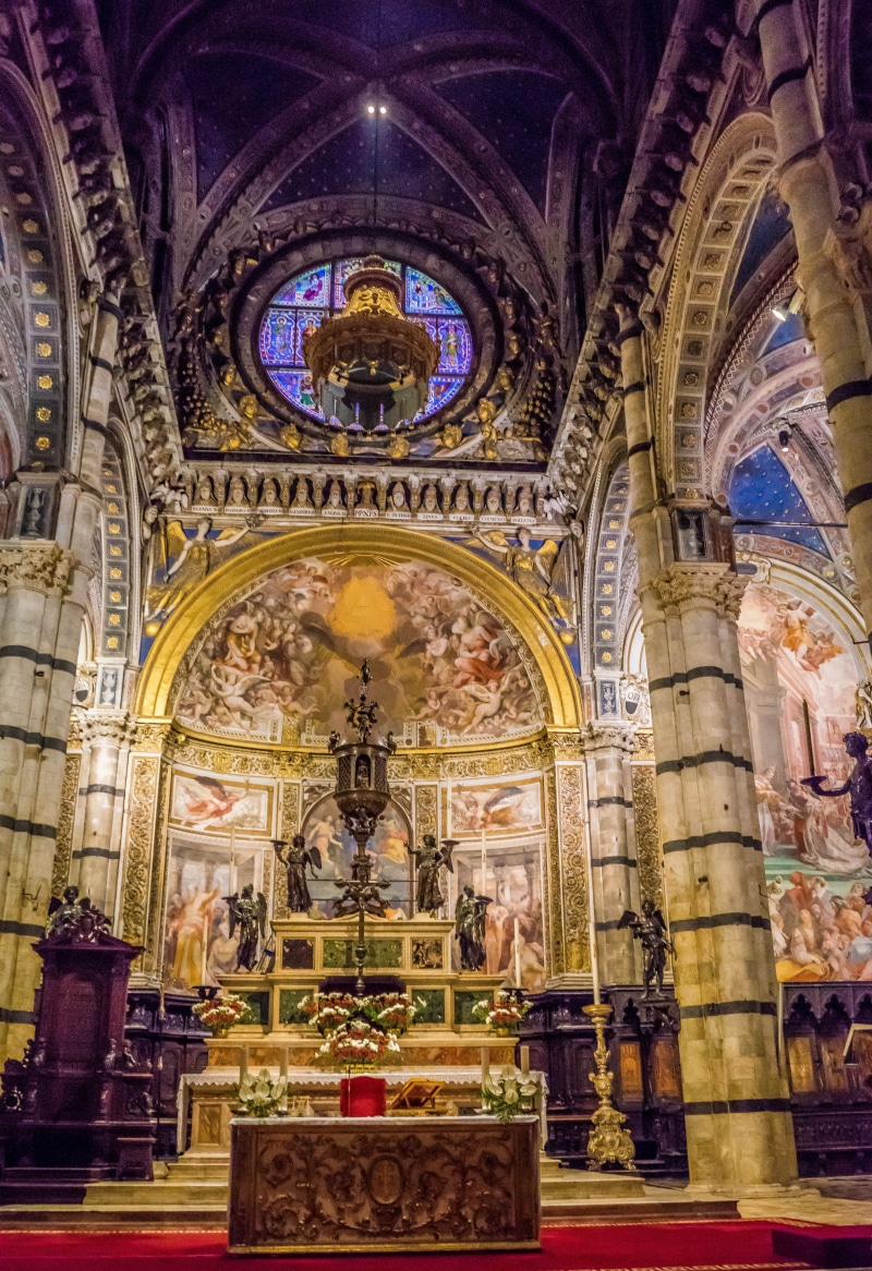 built structure, landmark, 5K, ancient, gothic, church, architecture, low angle view, catholic, religious, stained glass, no people, indoors, mural, arch